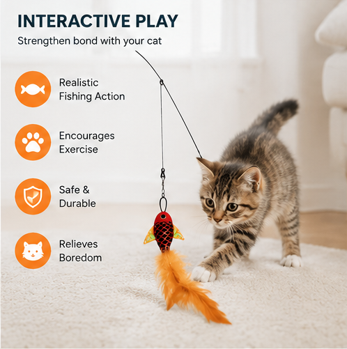 Cat Fun Bundle - Scratcher & Fishing Toy