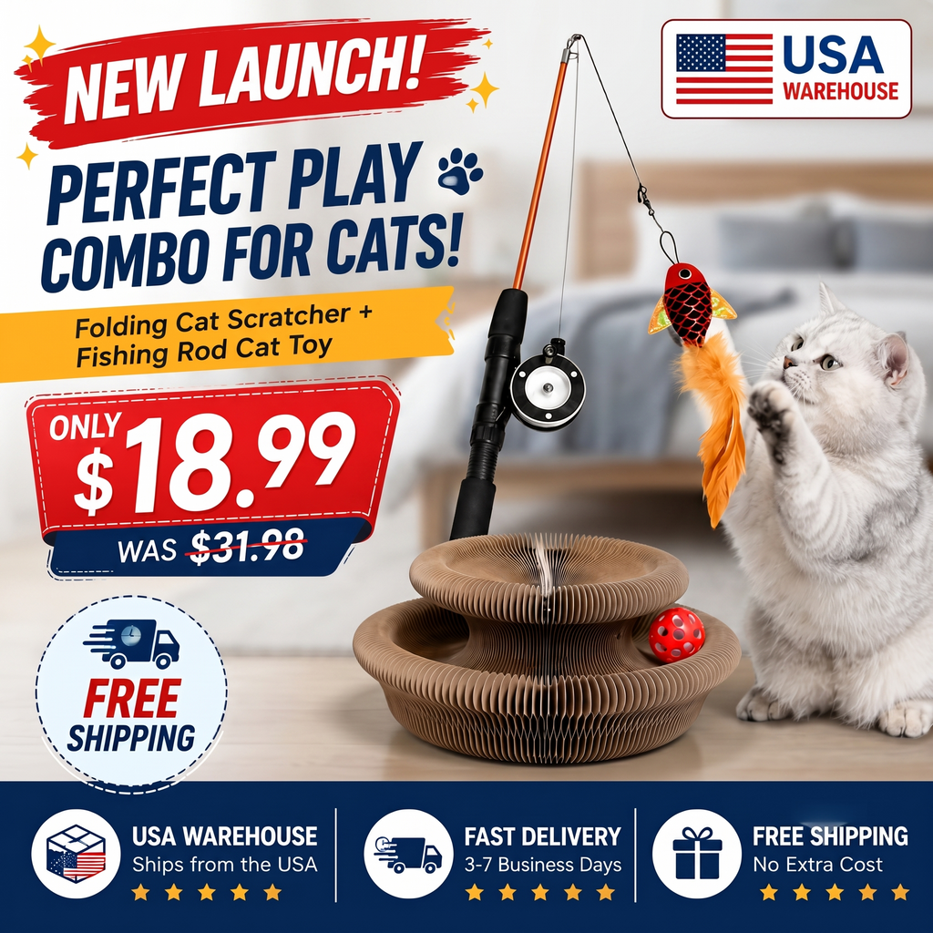 Cat Fun Bundle - Scratcher & Fishing Toy