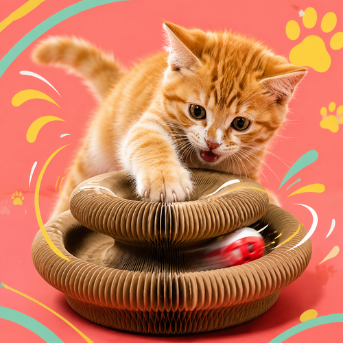 TinyPaws accordion cat scratching board - eco-friendly cardboard scratcher